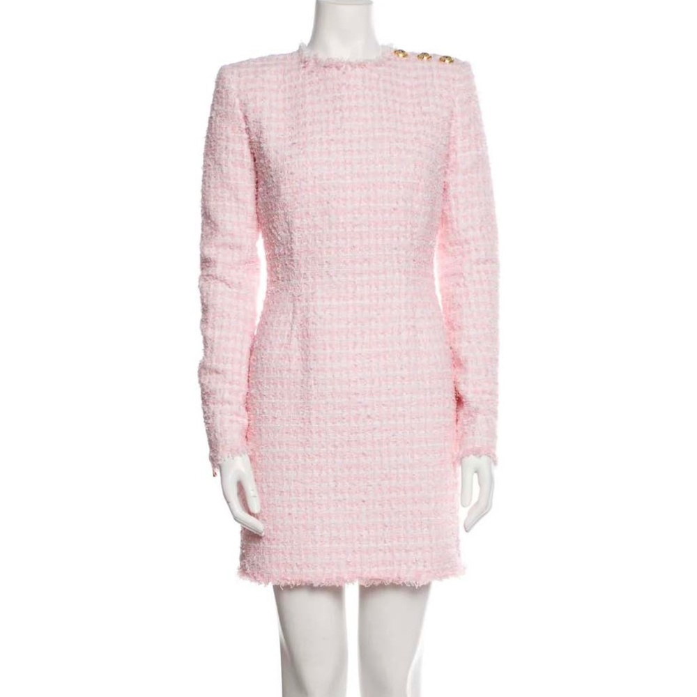 Pink and White Tweed Balmain Dress Size 34